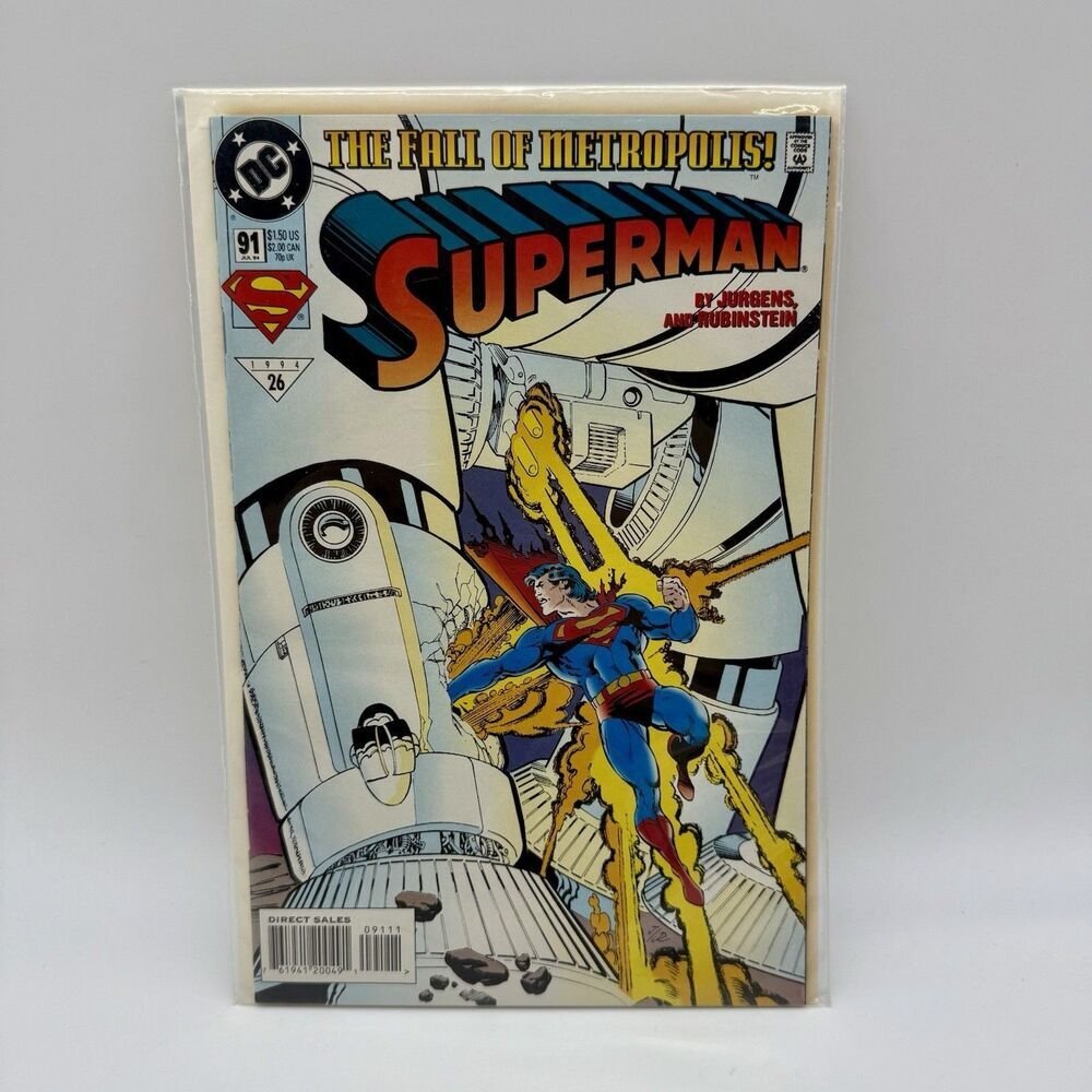 Superman No. 91 Vintage 1994 DC The Fall of Metropolis! Bagged And Boarded